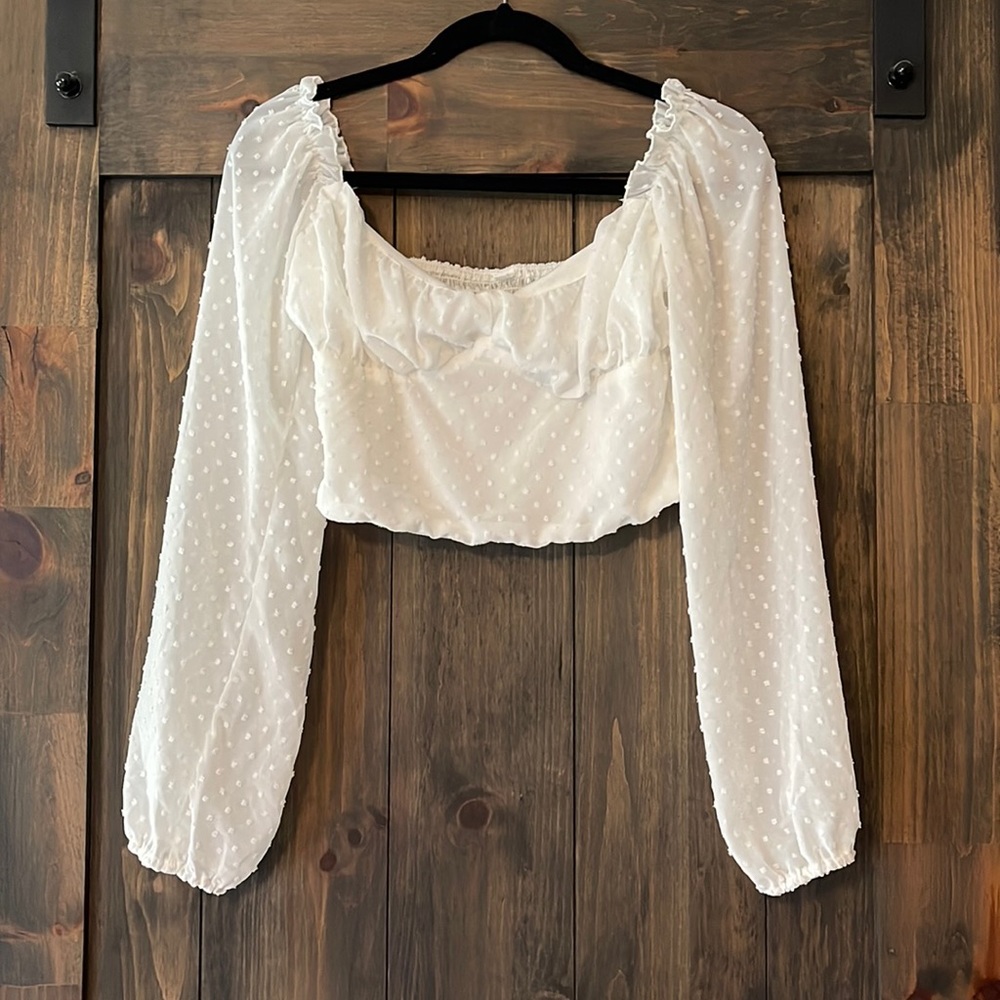 SHEIN White Long Sleeve Crop Top
